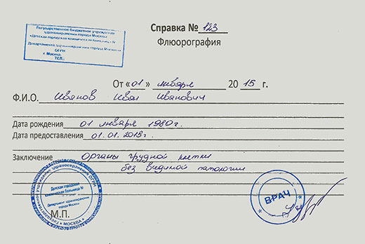 Получить справку о флюорографии в Санкт-Петербурге Справка о флюорографии в Санкт-Петербурге